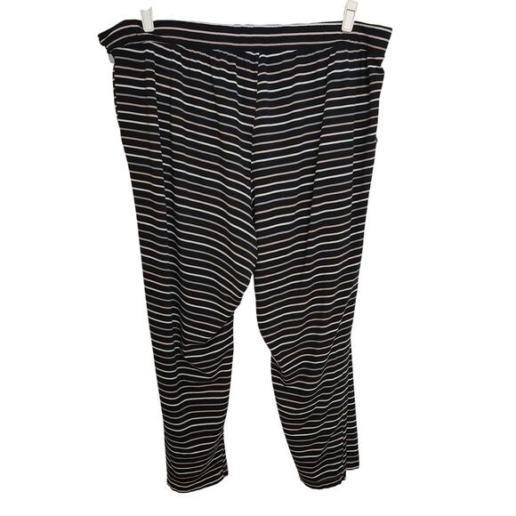 Cacique Womens 3X 22/24 Pajama Pants Black Pink Stripes Plus Size Drawstring - Picture 2 of 7